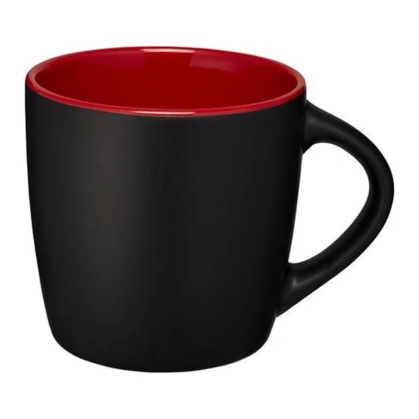 Printed Riviera Black Ceramic Mug - Red